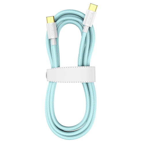 YOOBAO V3 for iPhone 15 Series 2m Dual Type-C Plug Charging Cord Nylon Braided 66W Fast Charging Data Transfer Cable - Blue - 1