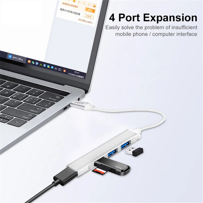 ENKAY HAT PRINCE ENK-AT114 Multi-Port Hub Adapter 4 in 1 USB3.0 Extender Type-C Docking Station with USB3.0 + 3 USB2.0 - 4
