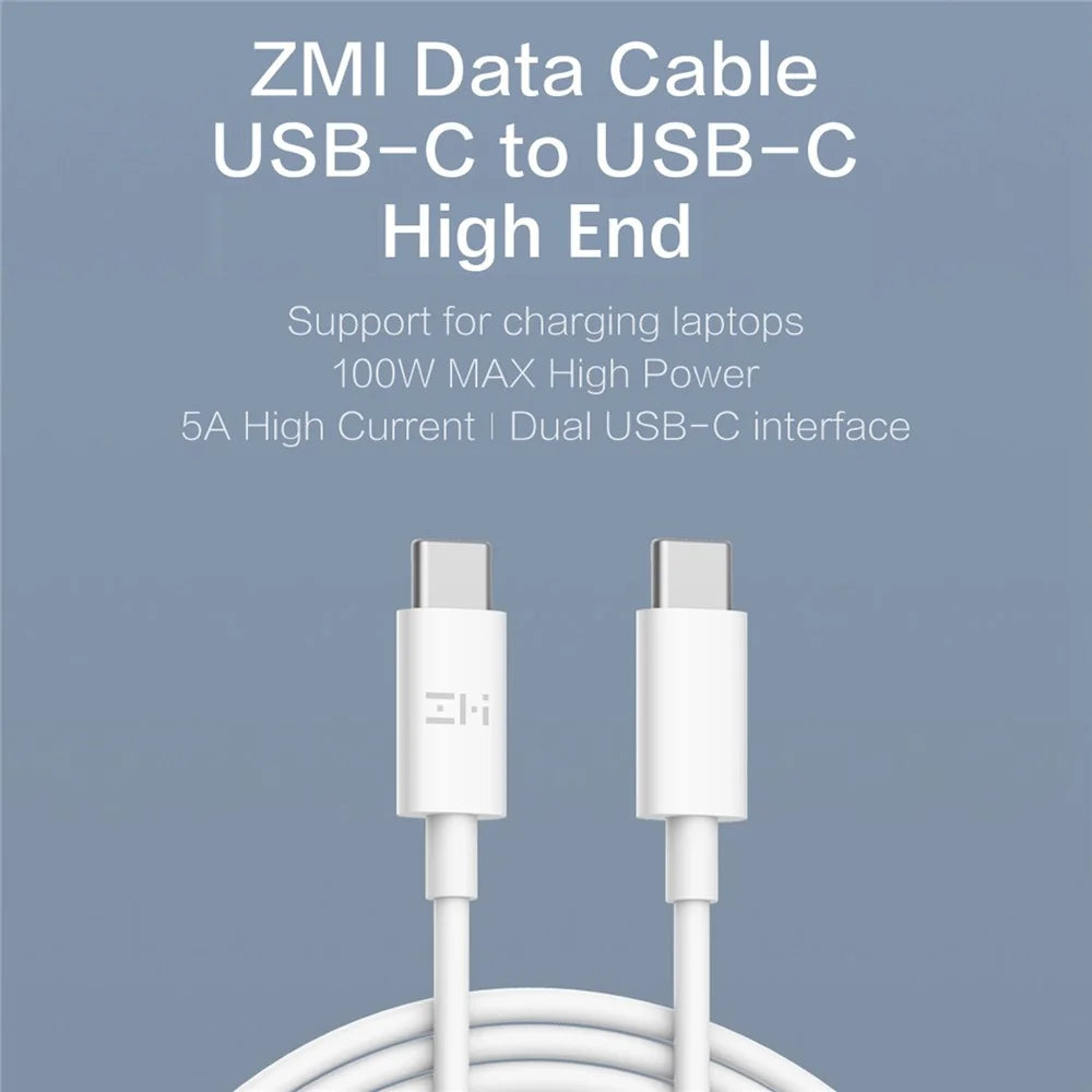 ZMI AL308E for iPhone 15 Series 1.5m Data Cable Type-C to Type-C 5A / 100W Fast Charging Wire, High-end Version - White - 6