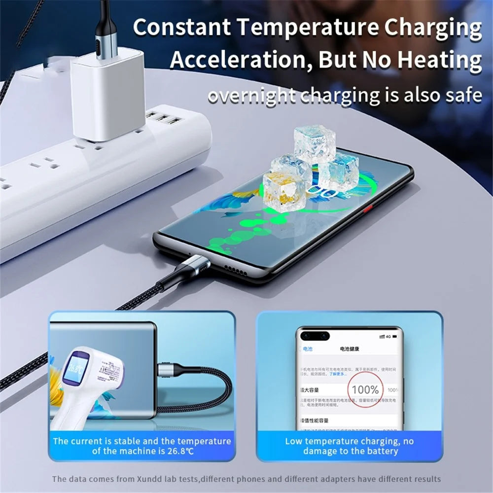 XUNDD for iPhone 15 Series 1m PD 20W USB-A to Type-C Braided Cable for Fast Charging and Data Transfer - Black - 5