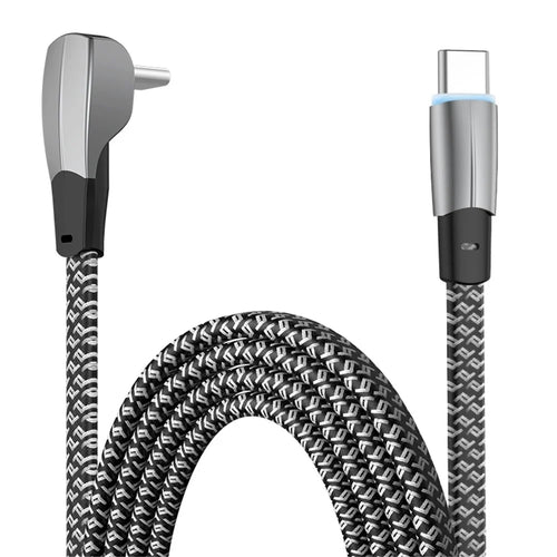 1.2m Elbow Design Dual Type C High-speed 3A Fast Charging Cable 480Mbps Transmission Data Cord - 1