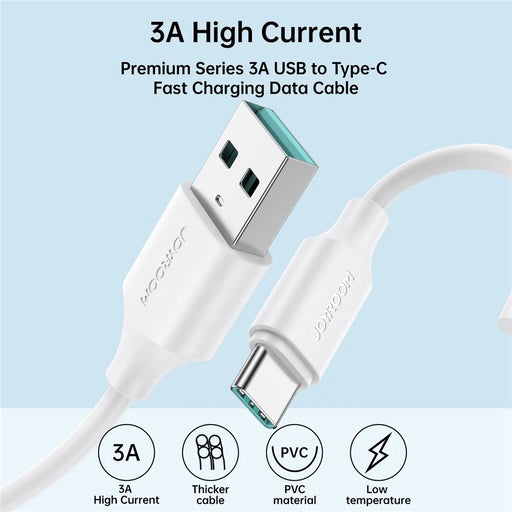 JOYROOM S-UC027A92 2m Premium Series for iPhone 16-15 Series USB-A to Type-C 3A Fast Charging Cable Support Data Transfer - White - 2