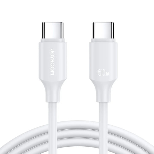 JOYROOM S-CC060A9 1m Premium Series for iPhone 16-15 Series Type-C to Type-C Data Cable PD 60W Fast Charging Cord - White - 1