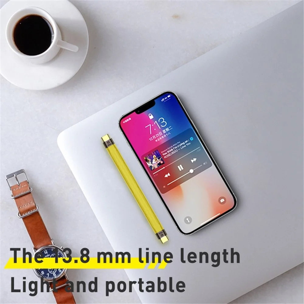 For iPhone 15 Series PD 100W Fast Charging 10Gbps Type-C to Type-C FPC Soft Data Cable, Cable Length: 13.8cm - 5