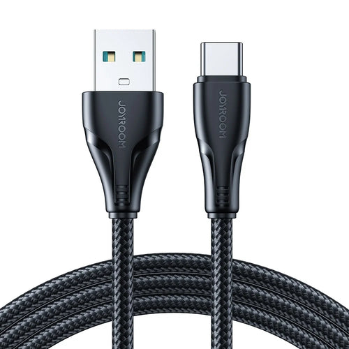 JOYROOM S-UC027A11 Surpass Series for iPhone 16-15 Series 1.2m USB to Type-C 3A Fast Charging Cable Nylon Braided Cord - Black - 1