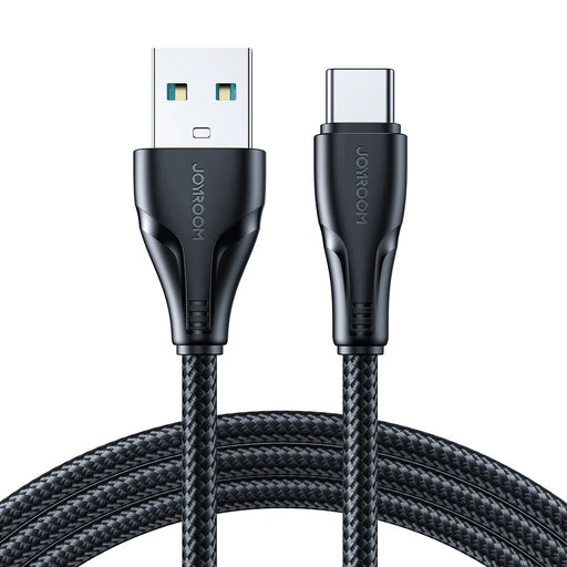 JOYROOM S-UC027A11 Surpass Series for iPhone 16-15 Series 1.2m USB to Type-C 3A Fast Charging Cable Nylon Braided Cord - Black - 1