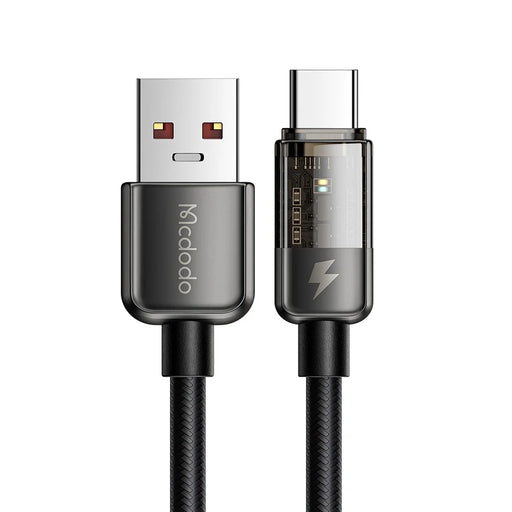 MCDODO CA-3151 MDD for iPhone 15 Series 1.8m USB to Type-C 6A Fast Charge Cable Auto Disconnect Nylon Braided Cord - Black - 1
