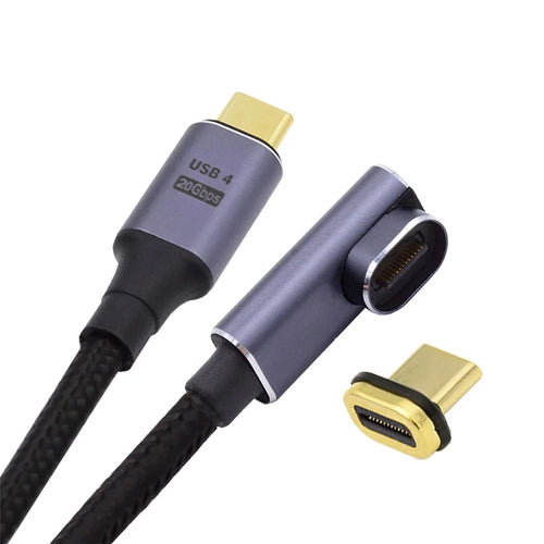 UC-034-LP USB-C Magnetic 90-Degree Connector USB4 Cable 20Gbps 100W Charging Cord 8K / 5K Video Cable - 1
