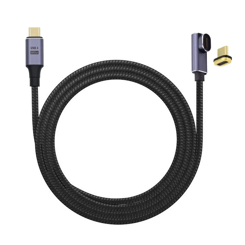 UC-034-LP USB-C Magnetic 90-Degree Connector USB4 Cable 20Gbps 100W Charging Cord 8K / 5K Video Cable - 2