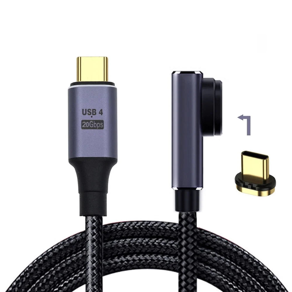 UC-034-LP USB-C Magnetic 90-Degree Connector USB4 Cable 20Gbps 100W Charging Cord 8K / 5K Video Cable - 3