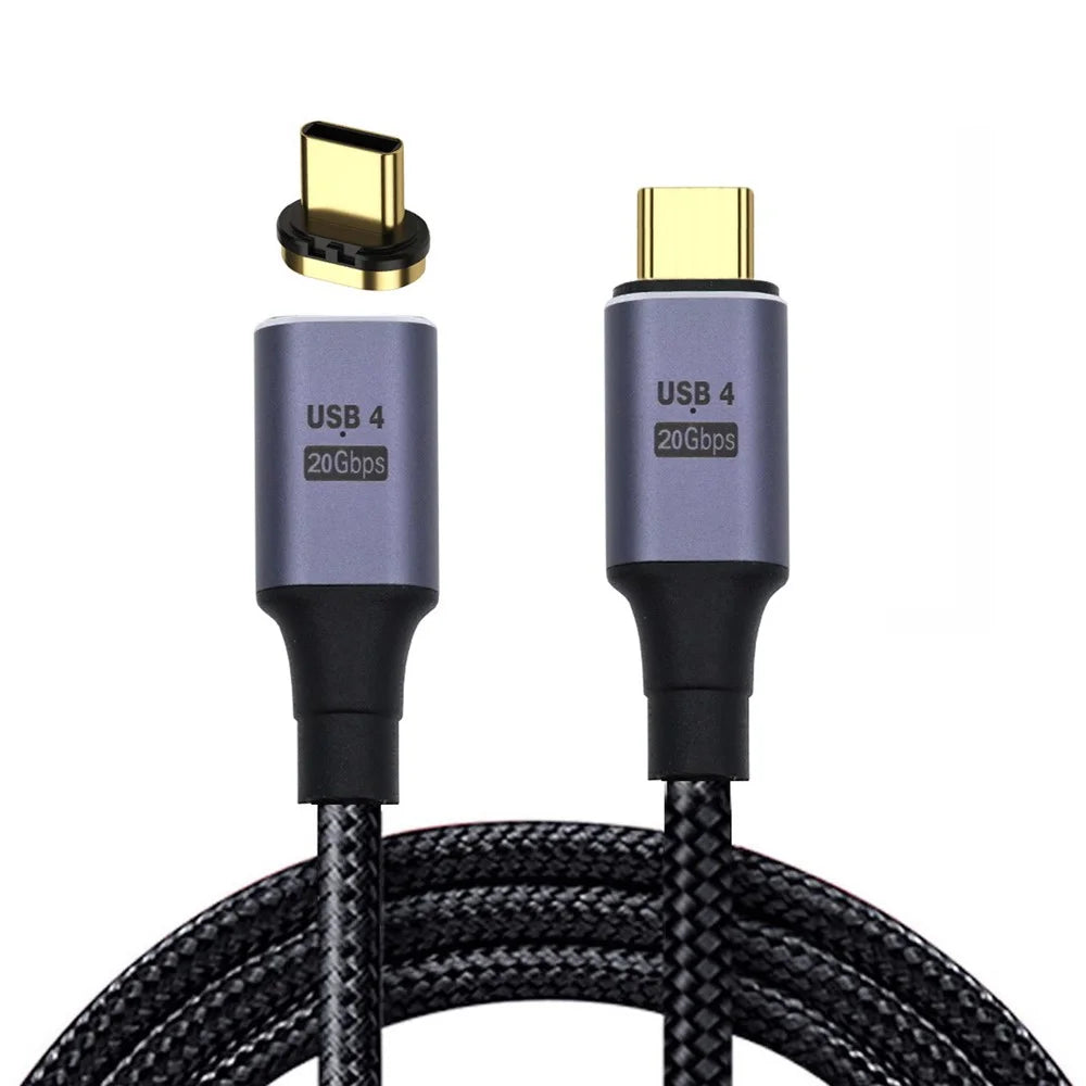 UC-034-BK Magnetic Connector USB4 Male to Male USB-C Cable 20Gbps 100W Charging Cord 8K / 5K Video Cable - 2