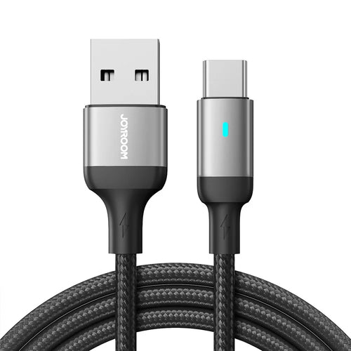 JOYROOM S-UC027A10 Feifan Series for iPhone 16-15 Series 1.2m 3A USB-A to Type-C Fast Charging Cord Braided Data Cable - Black - 1
