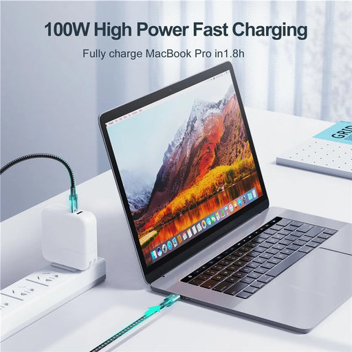 JOYROOM S-CC100A10 Feifan Series for iPhone 16-15 Series 1.2m 100W Type-C to Type-C Fast Charging Cord Braided 480Mbps Data Cable - Black - 2