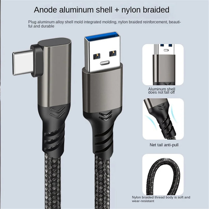 For Oculus Quest 1 / 2 0.5m USB-A to USB-C Cable 3A USB3.2 Gen2 Fast Charging Link Cable VR Headset 10Gbps Data Transfer Cord - 6