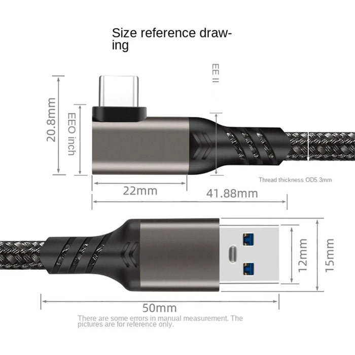 For Oculus Quest 1 / 2 2m USB-A to USB-C VR Headset Link Cable USB3.2 Gen2 3A Fast Charging 10Gbps Data Cord - 7