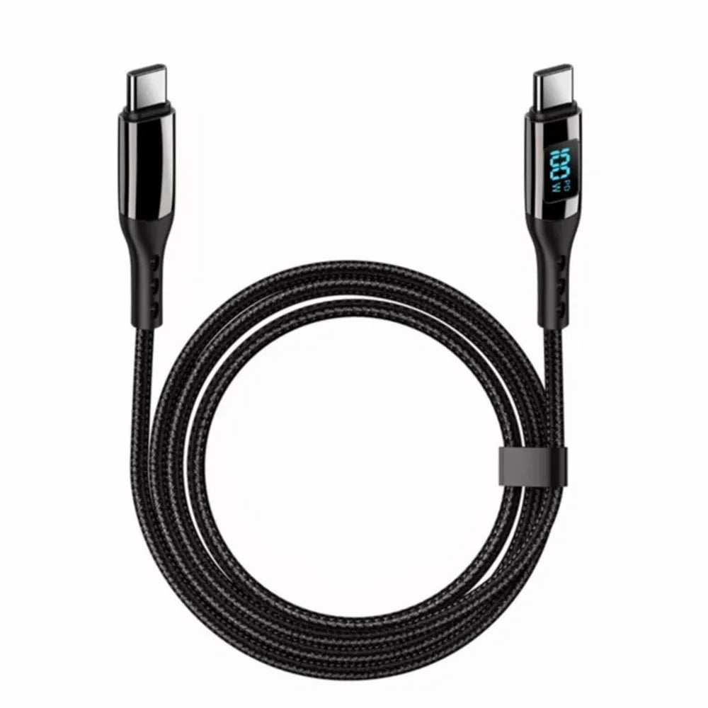 For iPhone 15 Series 1m USB Type-C to Type-C PD 100W 5A Fast Charging Data Cable with LED Power Display - 1