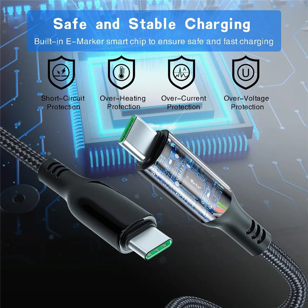 For iPhone 15 Series 1m USB Type-C to Type-C PD 100W 5A Fast Charging Data Cable with LED Power Display - 4