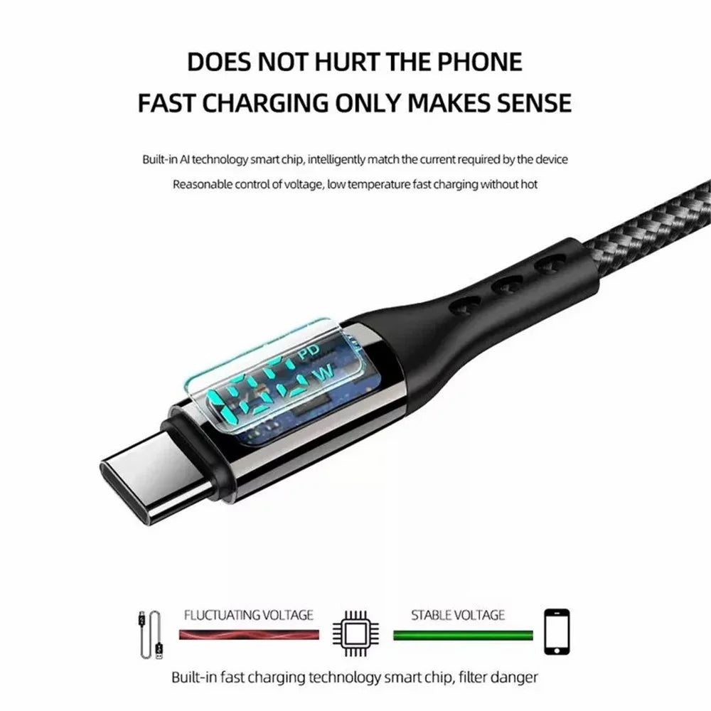 For iPhone 15 Series 1m USB Type-C to Type-C PD 100W 5A Fast Charging Data Cable with LED Power Display - 5