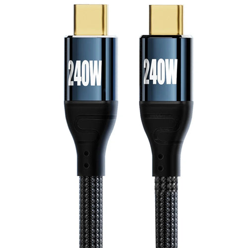 For iPhone 15 Series 2m USB-C PD 240W Fast Charging Cord 480Mbps Data Transmission Line Nylon Braided Type-C to Type-C Cable - 1