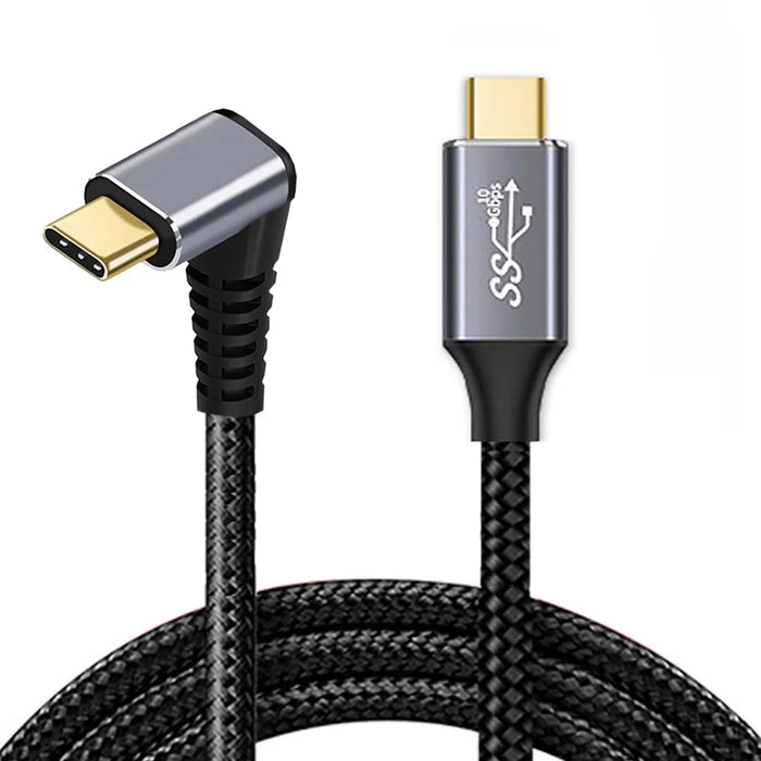 UC-064-UP-3.0M 90-Degree Angled Type-C Male to Male USB3.1 10Gbps Braided Data Cable E-marker Chip 100W Fast Charging Cable - 2
