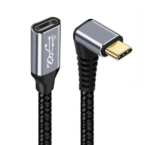 UC-058-UP-0.2M 90-Degree Angled USB 3.1 Type-C Male to Female Data Cable Aluminum Alloy Connector Fast Charging Cord - 1