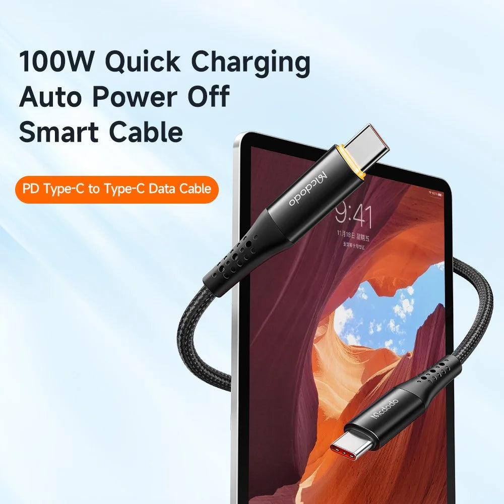 MCDODO CA-3461 for iPhone 15 Series 1.8m PD Type-C to Type-C Data Cable 100W Quick Charging Auto Power Off Smart Cable - 5