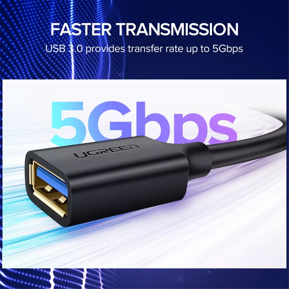 UGREEN 30127 3m USB 3.0 Male to Female Extension Cable High Speed Data Transfer Cord for Laptop PC TV SSD - 2