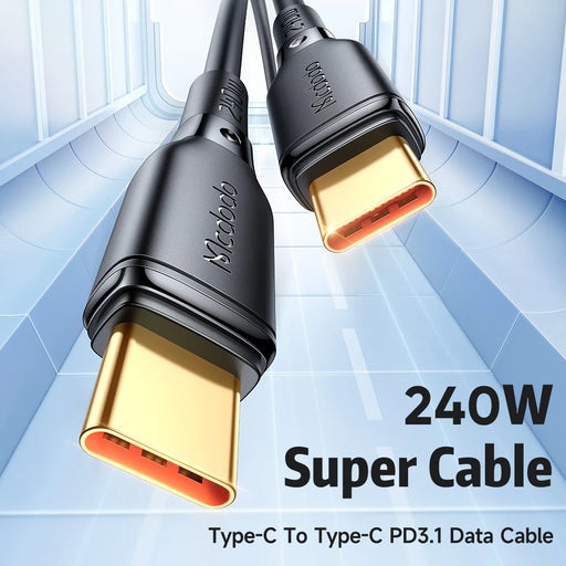 MCDODO CA-3310 MDD for iPhone 15 Series 1.2m Type-C Data Transmission Cable Gold-Plated Design USB-C PD 240W Fast Charging Cord - Black - 2