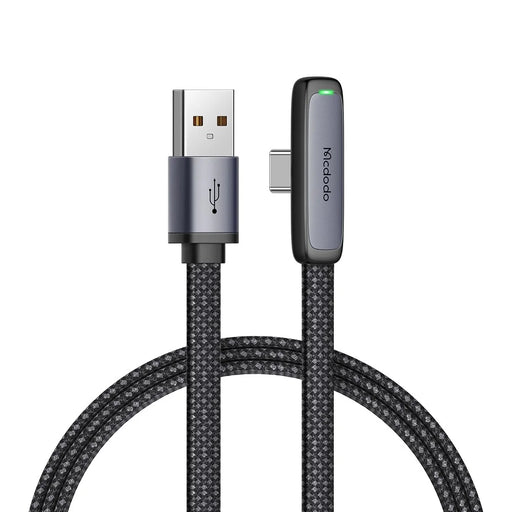 MCDODO CA-3341 MDD for iPhone 15 Series 1.8m Braided Data Cable Type-C 6A 100W Elbow Angled Charging Cord - Black - 1