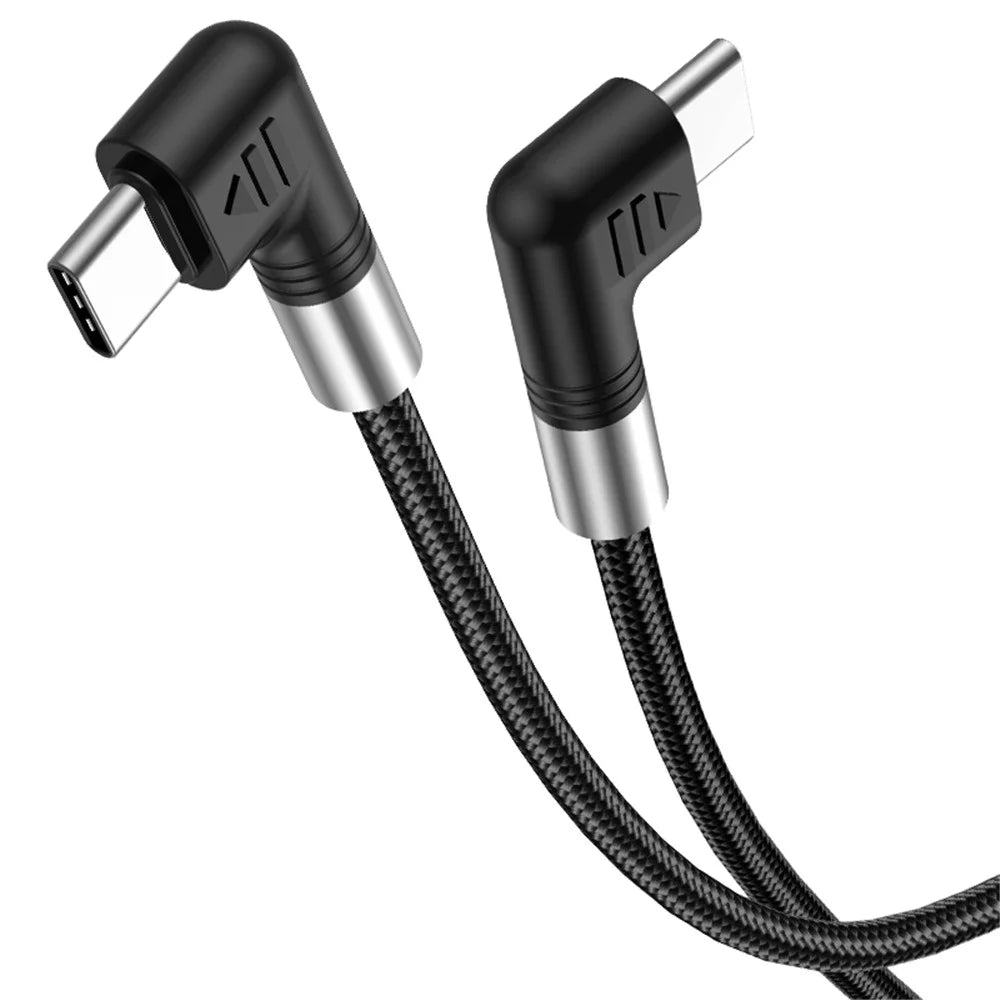 For iPhone 15 Series A9 3m Nylon Braided 480Mbps USB-C Data Cable Dual Elbow Heads 5A 100W Fast Type-C Charging Cable - 2