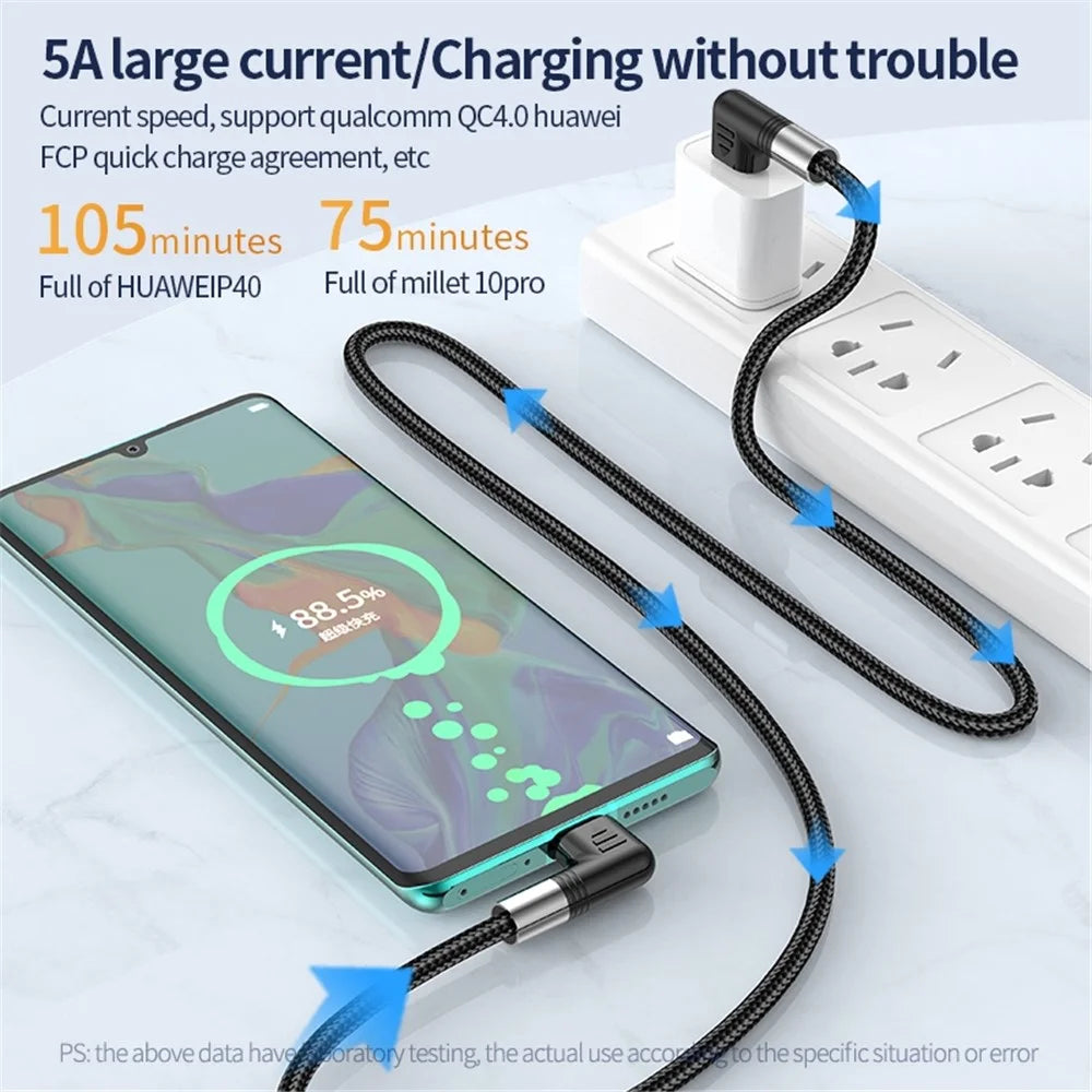 For iPhone 15 Series A9 3m Nylon Braided 480Mbps USB-C Data Cable Dual Elbow Heads 5A 100W Fast Type-C Charging Cable - 6