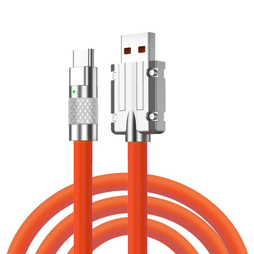 UC-023-OR-2.0M 2m USB-A to Type-C Liquid Silicone Ultra Soft 120W Power Fast Charge Data Cable - Orange - 1