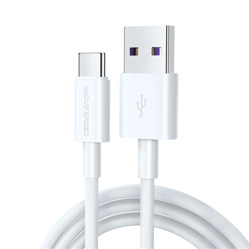 MOVE SPEED YSUCT02-C12W 5A USB C Data Cable 1.2m USB-A to Type C Fast Charging TPE Cord - White - 1