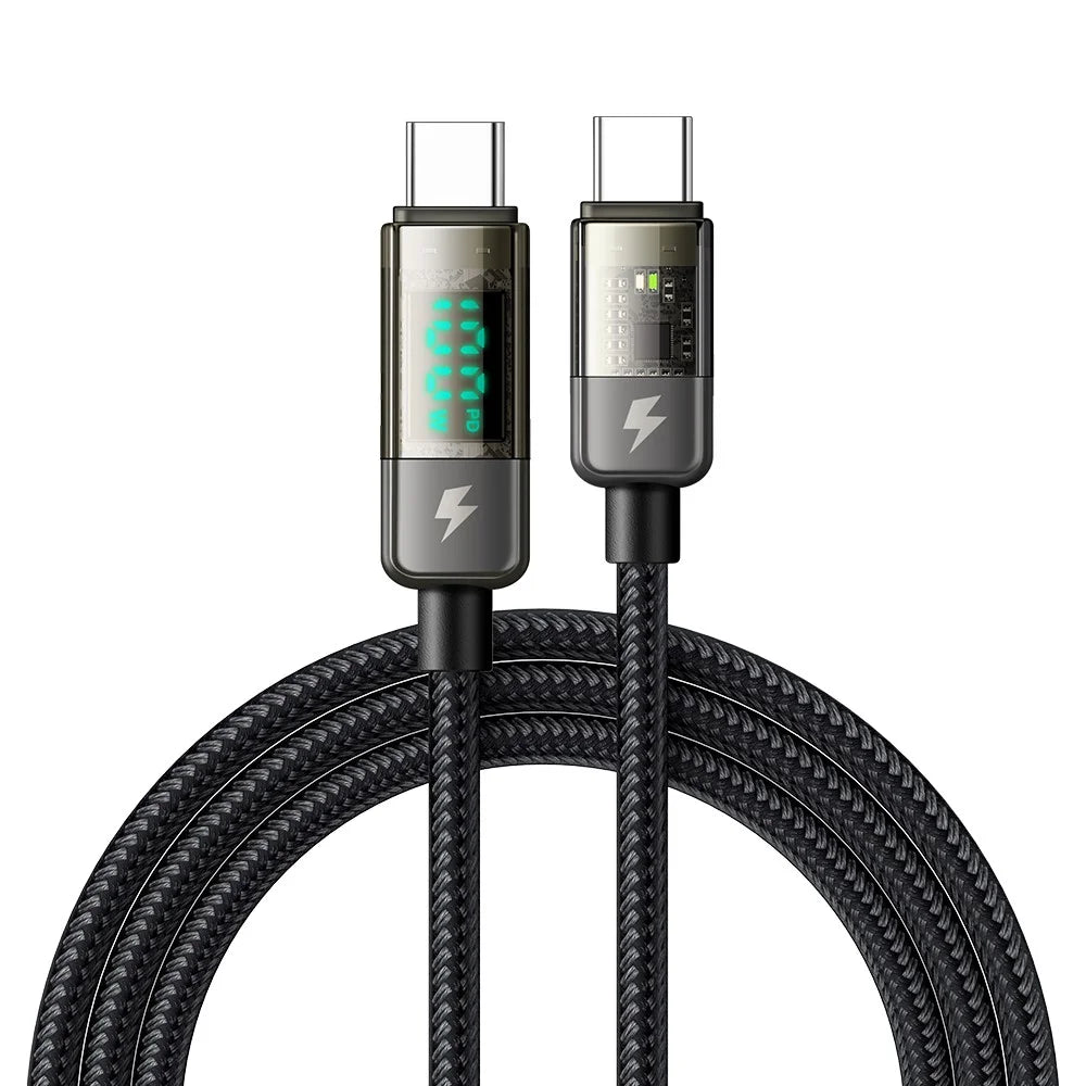 MCDODO CA-361 5A 100W Type-C to Type-C Charging Cable, 1.2m Auto Power Off Transparent Data Cable with Digital Display - 1