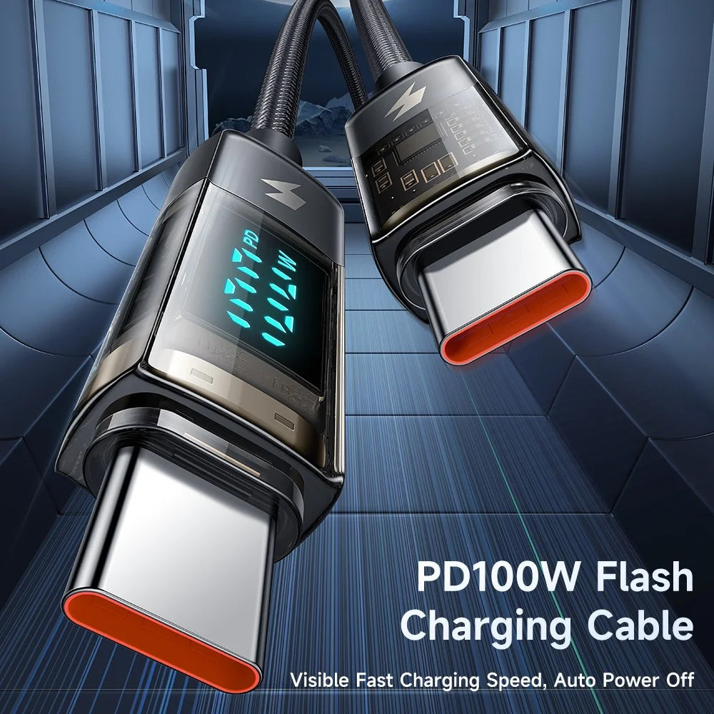 MCDODO CA-361 5A 100W Type-C to Type-C Charging Cable, 1.2m Auto Power Off Transparent Data Cable with Digital Display - 2