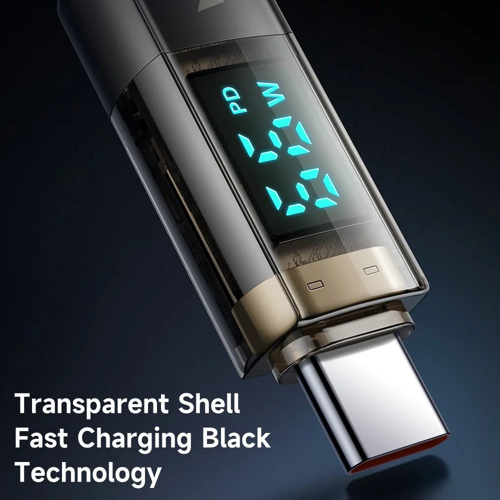 MCDODO CA-361 5A 100W Type-C to Type-C Charging Cable, 1.2m Auto Power Off Transparent Data Cable with Digital Display - 3