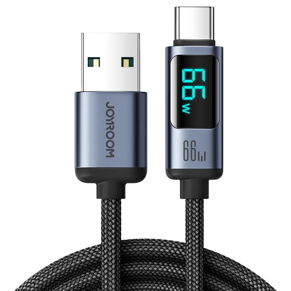 JOYROOM S-AC066A16 1.2m Prism Series for iPhone 15 Series Digital Display 66W Fast Charging USB-A to Type-C Data Cable - 1