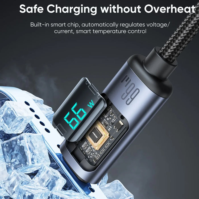 JOYROOM S-AC066A16 1.2m Prism Series for iPhone 15 Series Digital Display 66W Fast Charging USB-A to Type-C Data Cable - 2