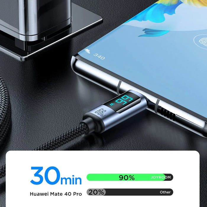 JOYROOM S-AC066A16 1.2m Prism Series for iPhone 15 Series Digital Display 66W Fast Charging USB-A to Type-C Data Cable - 3