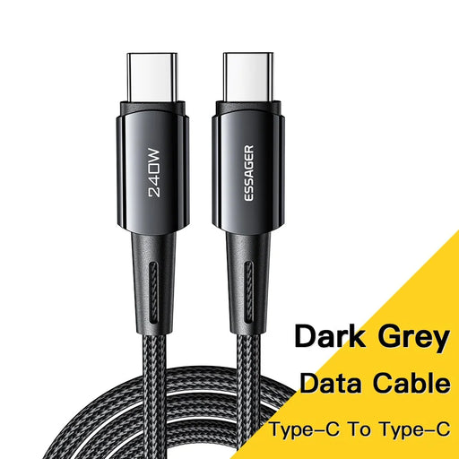 ESSAGER 2m Type-C to Type-C PD 240W Nylon Braided Data Cable Phone Tablet Fast Charging Cord - 2