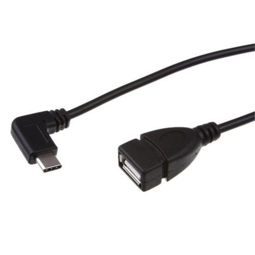 90 Degree Right Angle USB Type-C Male to USB 2.0 Female OTG Data Cable Phone Laptop Adapter Cord - 1