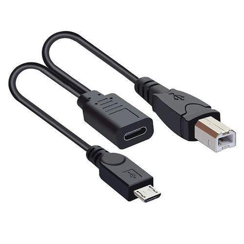 U2-069-TC002 Type-C Female to USB2.0 Standard Type-B + Micro USB Male Splitter Cable Extension Charging Cord - 1