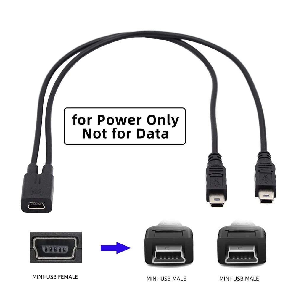 U2-069-TC004 Mini USB 2.0 Female DC 5V to Dual Mini USB 5Pin Male Splitter Extension Charge Cable - 2