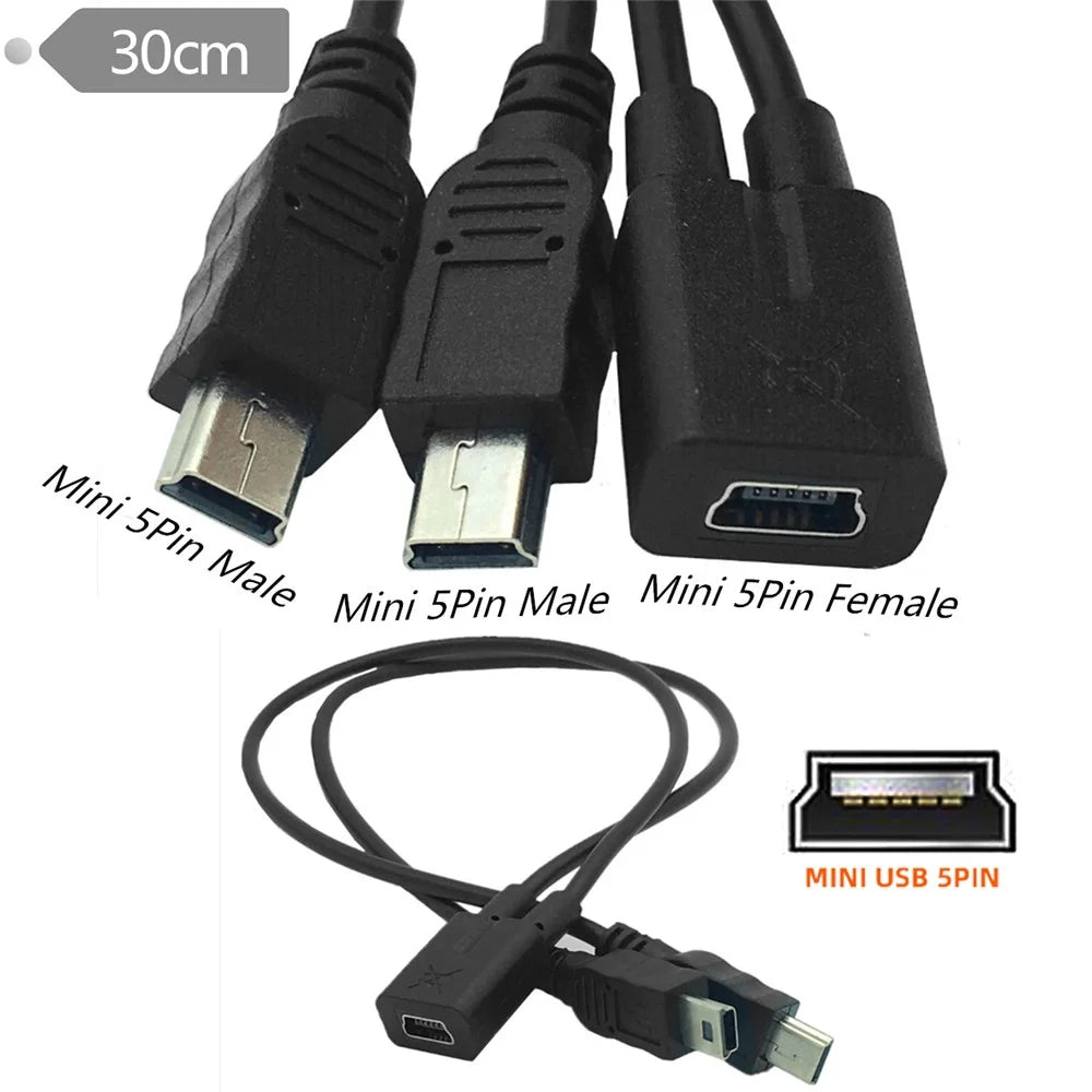 U2-069-TC004 Mini USB 2.0 Female DC 5V to Dual Mini USB 5Pin Male Splitter Extension Charge Cable - 3