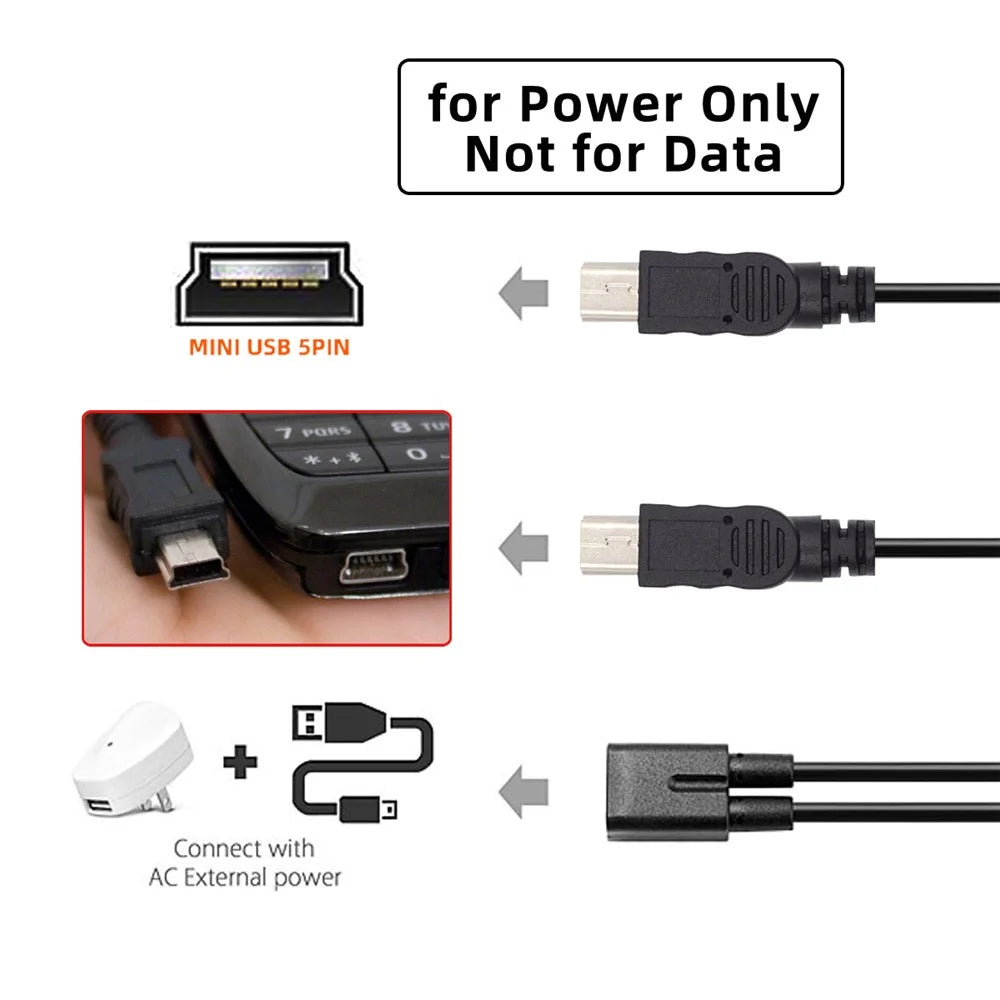 U2-069-TC004 Mini USB 2.0 Female DC 5V to Dual Mini USB 5Pin Male Splitter Extension Charge Cable - 5
