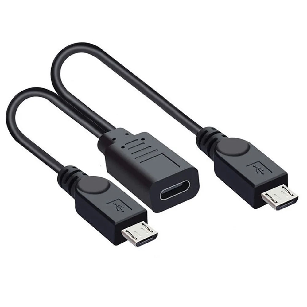U2-069-TC003 Type-C Female DC 5V to Dual Micro USB 5Pin Male Splitter Extension Charge Cable - 1