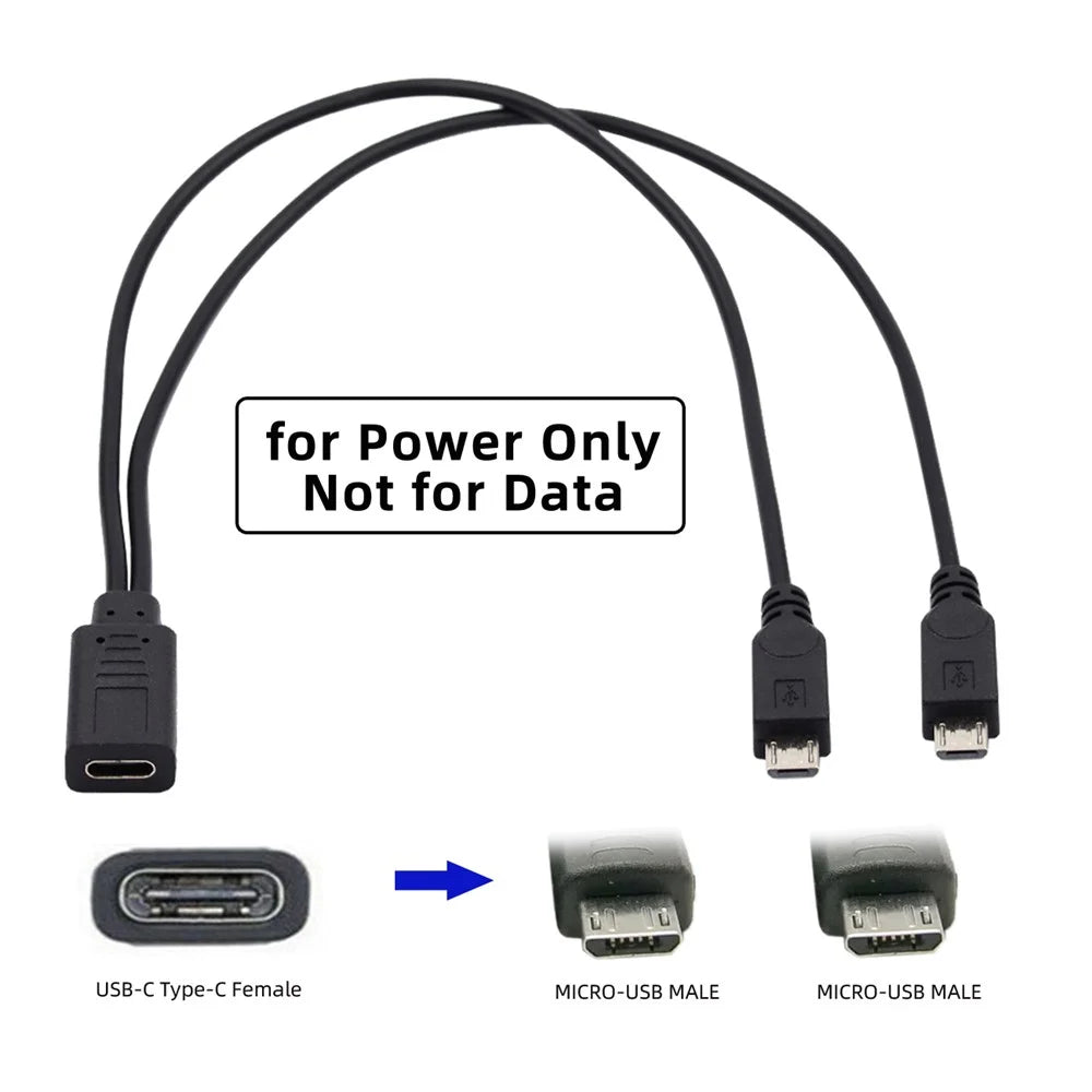 U2-069-TC003 Type-C Female DC 5V to Dual Micro USB 5Pin Male Splitter Extension Charge Cable - 2