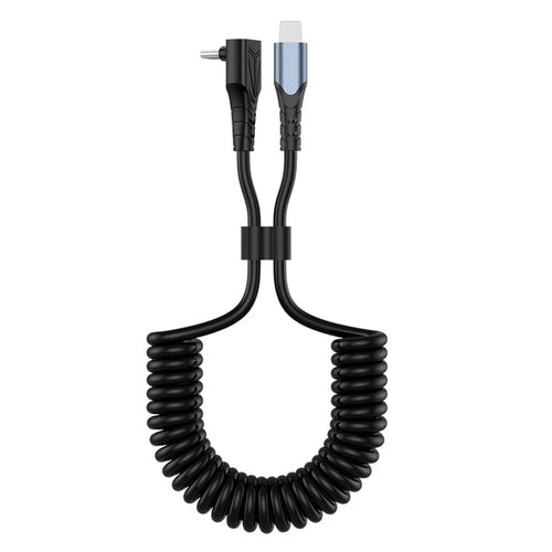 ENKAY HAT PRINCE 1.5m Type-C to Lightning Fast Charging Cable PD 27W Spring Retractable Elbow Data Cord - 1