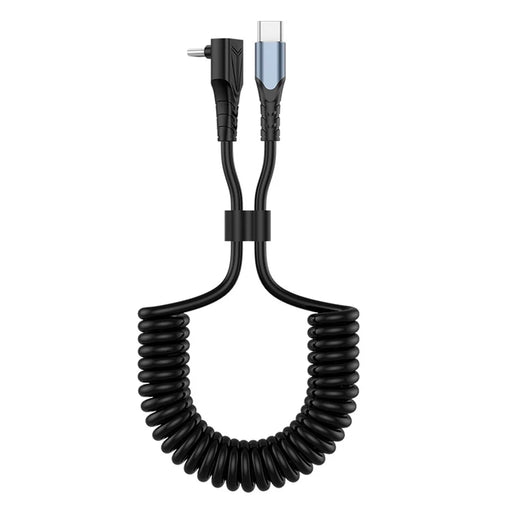 ENKAY 1.5m PD 60W Retractable Spring Cord Fast Charging Elbow Type-C to Type-C Data Cable - 1