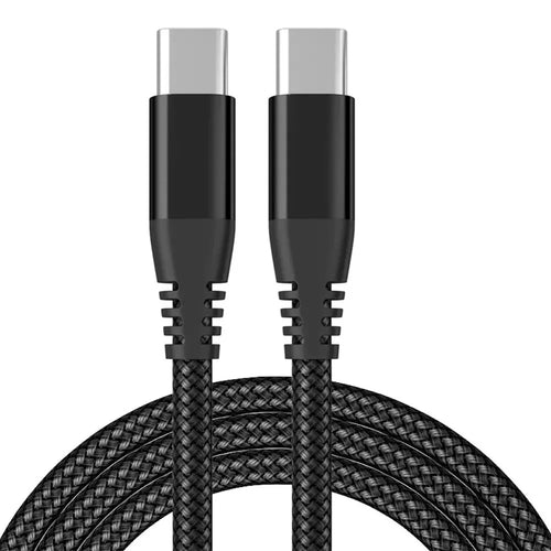 For iPhone 15 Series 3m Type-C to Type-C PD 60W Charging Cable Nylon Braided USB2.0 Data Cable for Cell Phones, Tablets, Laptops - Black - 1